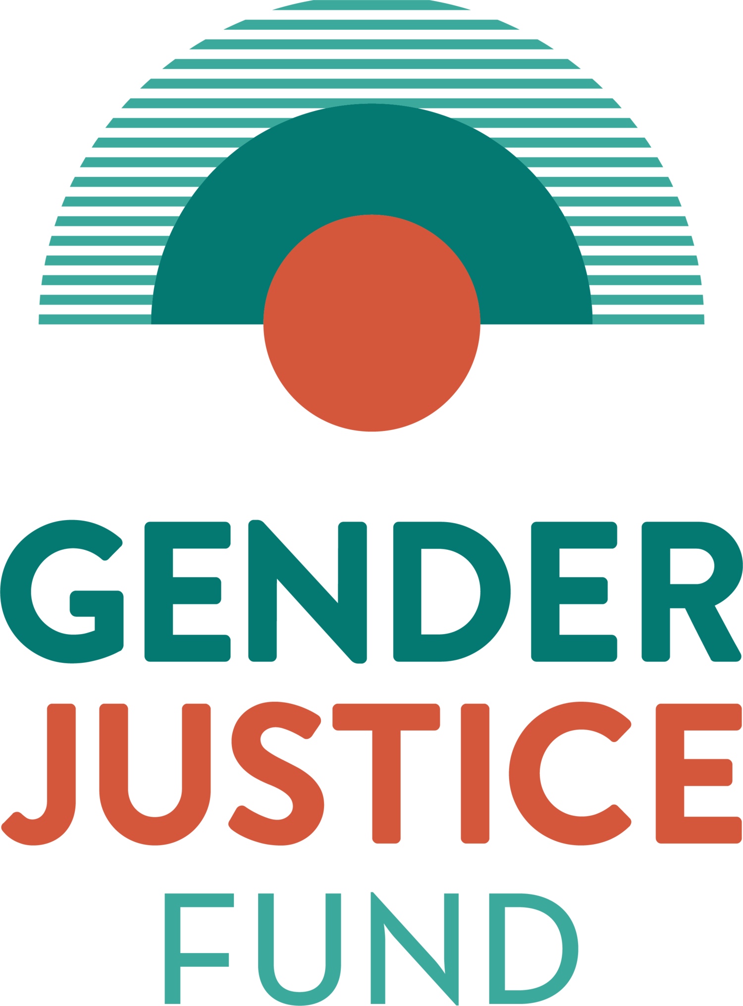 green, orange, and teal text reads "Gender Justice Fund"