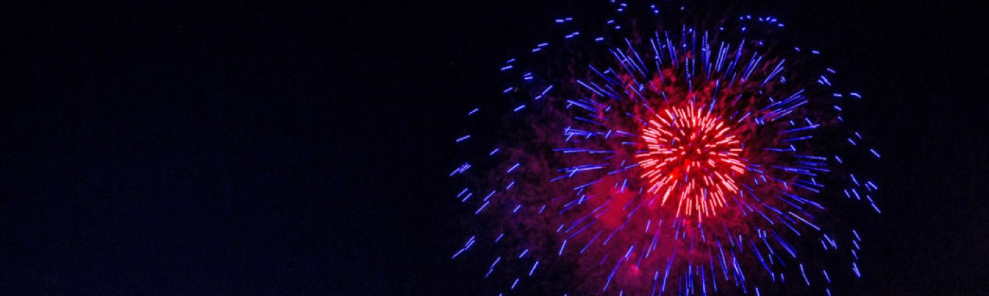 Fireworks over Penn's Landing in Philadelphia with the Ben Franklin Bridge in the Background