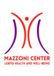 Mazzoni Center logo, which consists of a stylized M and their name and tagline, LGBTQ Health and Well-being
