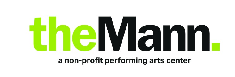 A white background with large text reading "the Mann.", with green color for "the" and the period, and black text for the "Mann". Below that, black text reads "a nonprofit performing arts center"