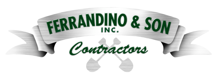 The Ferrandino and Son logo, a grray banner with green text on a transparent background that reads the company name. 
