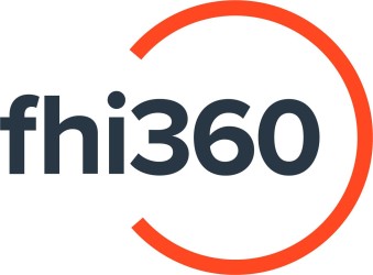 the FHI360 company logo. a transparent background is covered with one word of dark-blue text "fhi360", and an orange-colored partial circle wraps around the "360"