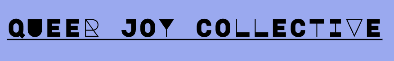 the Queer Joy Collective logo. black text on a violet background.