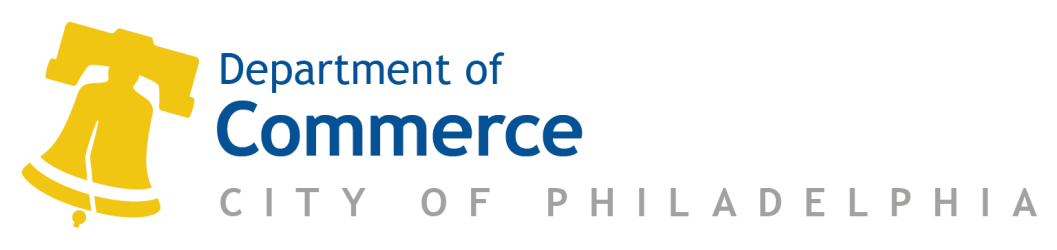 the logo for the City of Philadelphia Department of Commerce