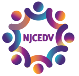 Purple, teal and orange circle of people with NJCEDV in the middle